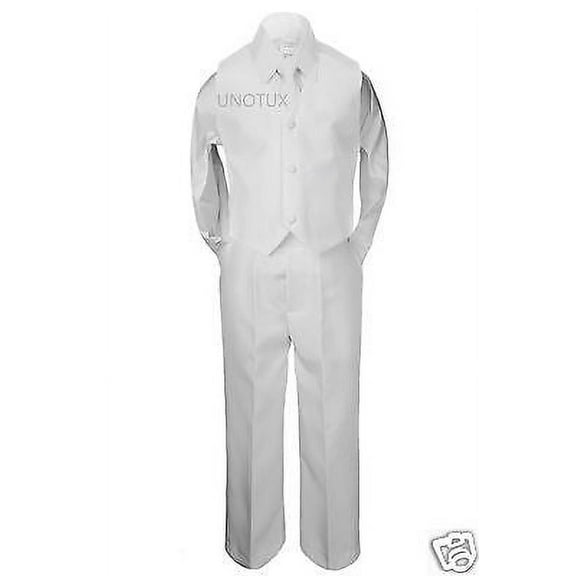 4pc Boy Formal 1st Communion Christening Uniform Baptism Suit Vest White sz S-20