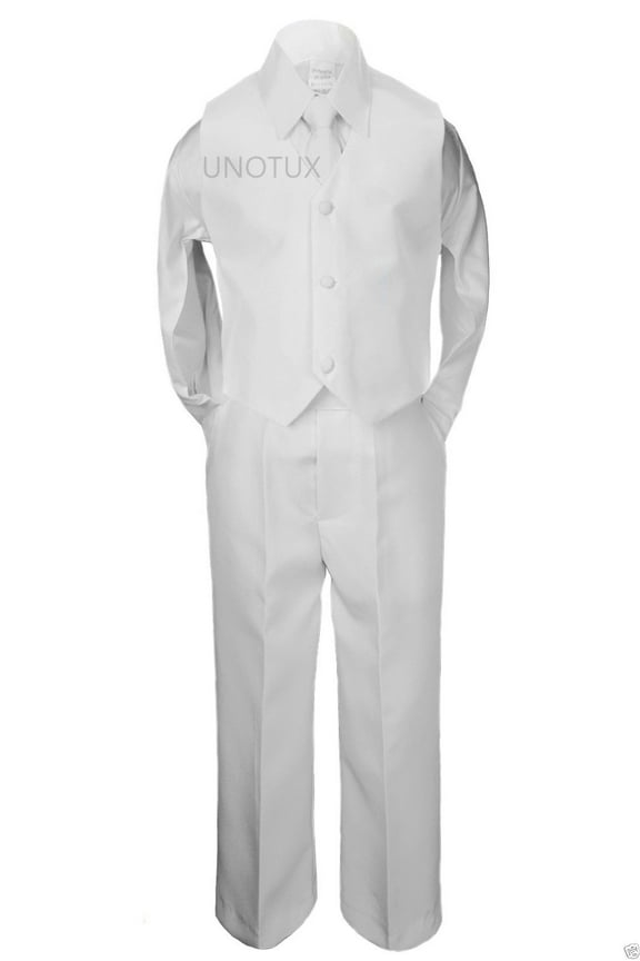 4pc Boy Formal 1st Communion Christening Uniform Baptism Wedding Suit White S-20