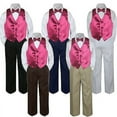 thumbnail image 1 of 4pc Boy Suit Set Burgundy Maroon Bow Tie Vest Baby Toddler Kid Formal Pants S-7, 1 of 2