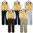 thumbnail image 1 of 4pc Boy Suit Set Gold Necktie Vest Baby Toddler Kid Formal Pants S-7, 1 of 2