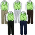 thumbnail image 1 of 4pc Boy Suit Set Lime Green Necktie Vest Baby Toddler Kid Formal Pants S-7, 1 of 2