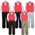 thumbnail image 1 of 4pc Boy Suit Set Red Christmas Bow Tie Vest Baby Toddler Kid Pants S-7, 1 of 2