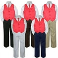 thumbnail image 1 of 4pc Boy Suit Set Red Christmas Necktie Vest Baby Toddler Kid Formal Pants S-7, 1 of 2