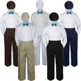 thumbnail image 1 of 4pc Boy Suit Set Turquoise Spa Bow Tie Baby Toddler Kid Formal Hat Pants S-7, 1 of 2