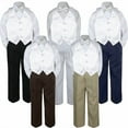 thumbnail image 1 of 4pc Boy Suit Set White Bow Tie Vest Baby Toddler Kid Pants S-7 Wedding Church, 1 of 2
