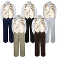 thumbnail image 1 of 4pc Boys Suit Set Champagne Bow Tie Vest Baby Toddlers Kids Formal Pants S-7, 1 of 2
