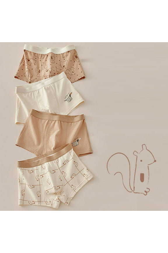 4pc Boys Underwear Plus Size Cotton Stretch Carton Printed Kids Underwear Boys Breathable Comfortable Boxer Briefs For Teenage Big Boys Moisture-Wicking Student Underpants M-5XL