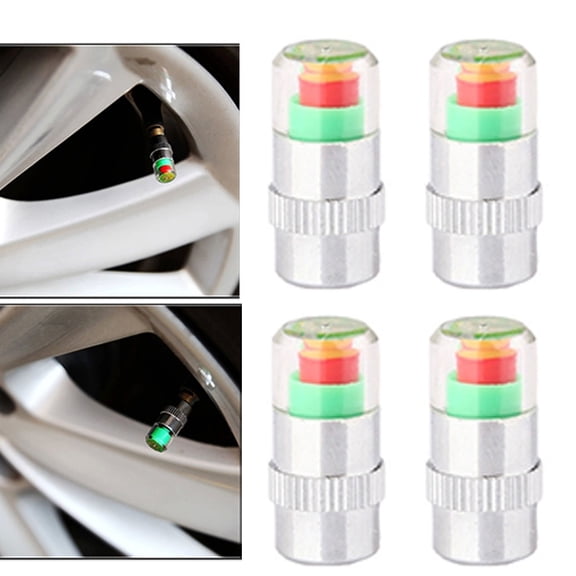 4pc Car Tire Pressure Indicator Tire Pressure Gauge Indicator Alert Monitoring Cap External Detection
