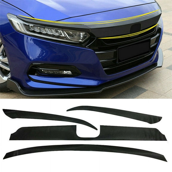4pc Carbon Fiber Style Front Bumper Grille Wrap Decal For Honda Accord 2018-2020