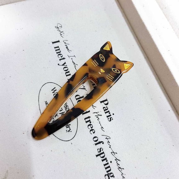 4pc Cat Shape Cellulose Acetate(Resin) Alligator Hair Clips Hair Accessories for Girls Women Chocolate 73mm