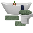 thumbnail image 1 of 4pc Ceramic Accessories + 3pc Bathroom rug mat set #6 Green #2 color non slip super soft chenille washable, 1 of 7
