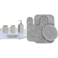 thumbnail image 1 of 4pc Ceramic Accessories + 3pc Bathroom rug mat set #6 Silver color non slip super soft chenille washable, 1 of 3