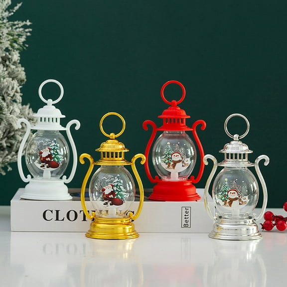 4pc Christmas Snow Globe, Christmas Snow Lantern, Christmas Decorations, Children's Handheld Mini Oil Lamp, Table Decorations, Suitable for Christmas Decorations and Gifts