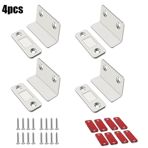 4pc Closures Cupboard Cabinet Magnetic Catch Wardrobe L Shaped Ultra Thin