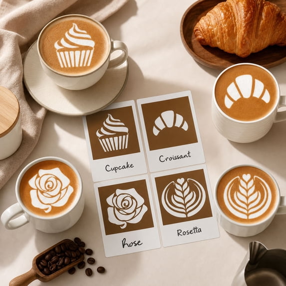 4pc Coffee Art Stencil Sheets, Latte Art Coffee Stencil Tool, Coffee ...