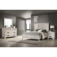 thumbnail image 1 of 4pc Contemporary King Size Master Bedroom Set Panel Bed White Cream Solid Wood Wooden Furniture, 1 of 5