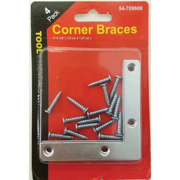4pc Corner Braces with Screws 3" x 1/2" Brackets, Color Matched Screws