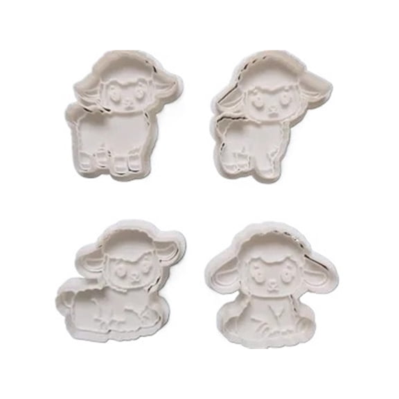 4pc Cute Sheep Animal Cookie Cutter Plasticine Stamp Farm 3D Print