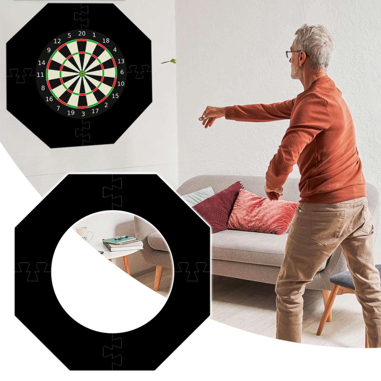 4pc Dartboard Surround Wall Protector Black Red Blue Three Sizes