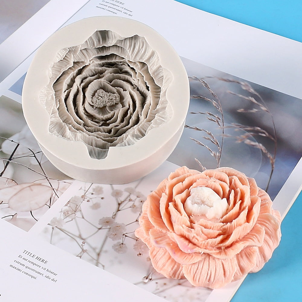 4pc Flower Shape DIY Candle Silicone Molds for Scented Candle Making Light Grey 9.5x3.5cm