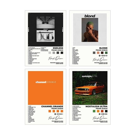 4pc Frank Ocean Album Cover Signed Limited Posters Print Rapper Music Posters Canvas Wall Art Room Aesthetic Teen And Girls Dorm Decor Unframed 12x18inch(30x45cm)