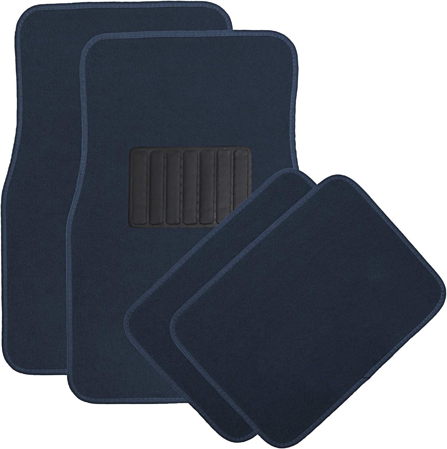 4pc Full Set Heavy Duty "DELUXE" Carpet Floor Mats, Universal Fit Mat for Car, SUV, Van & Trucks - Front & Rear, Driver & Passenger Seat (Blue). National Standard Products