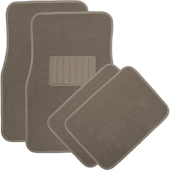 4pc Full Set Heavy Duty Deluxe Carpet Floor Mats, Universal Fit Mat for Car, SUV, Van & Trucks - Front & Rear, Driver & Passenger Seat. National Standard Products (Beige)