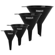 4pc Funnel Nesting Set in BPA Free Plastic for Kitchen Cooking, Car Oil, Home, or Lab Use Black