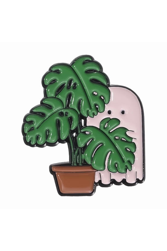 4pc Green Plant Enamel Pins Halloween Alloy Badge for Backpack Clothes Ghost 35x30mm