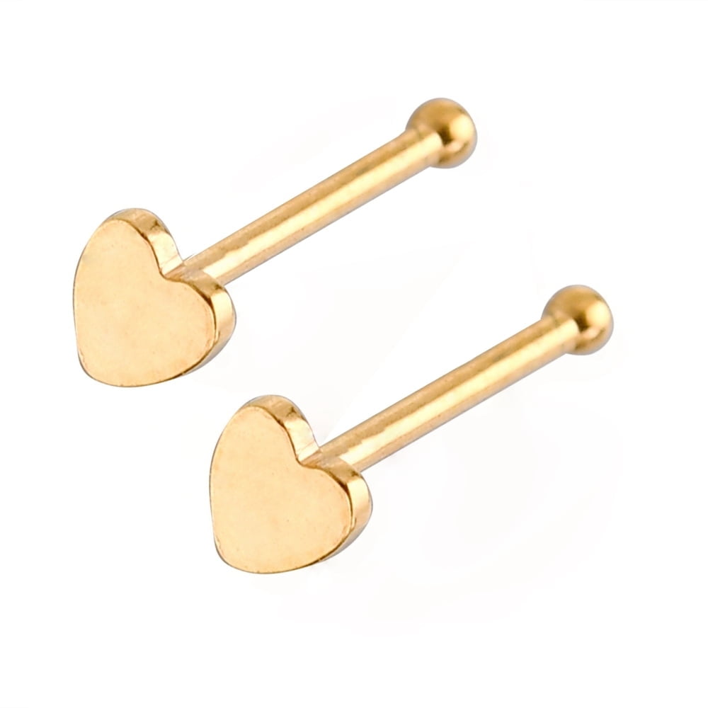 4pc Heart 304 Stainless Steel Nose Studs Nose Bone Rings Nose