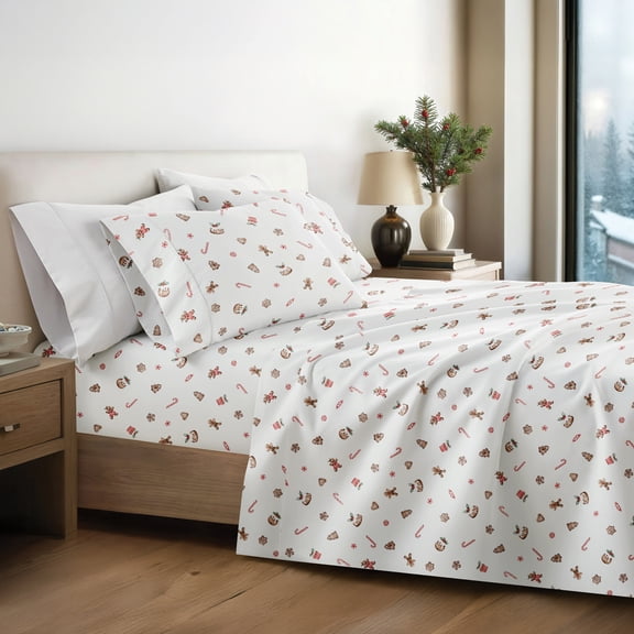 4pc Holiday Patterns Sheet Set, Full, Gingerbread Wishes