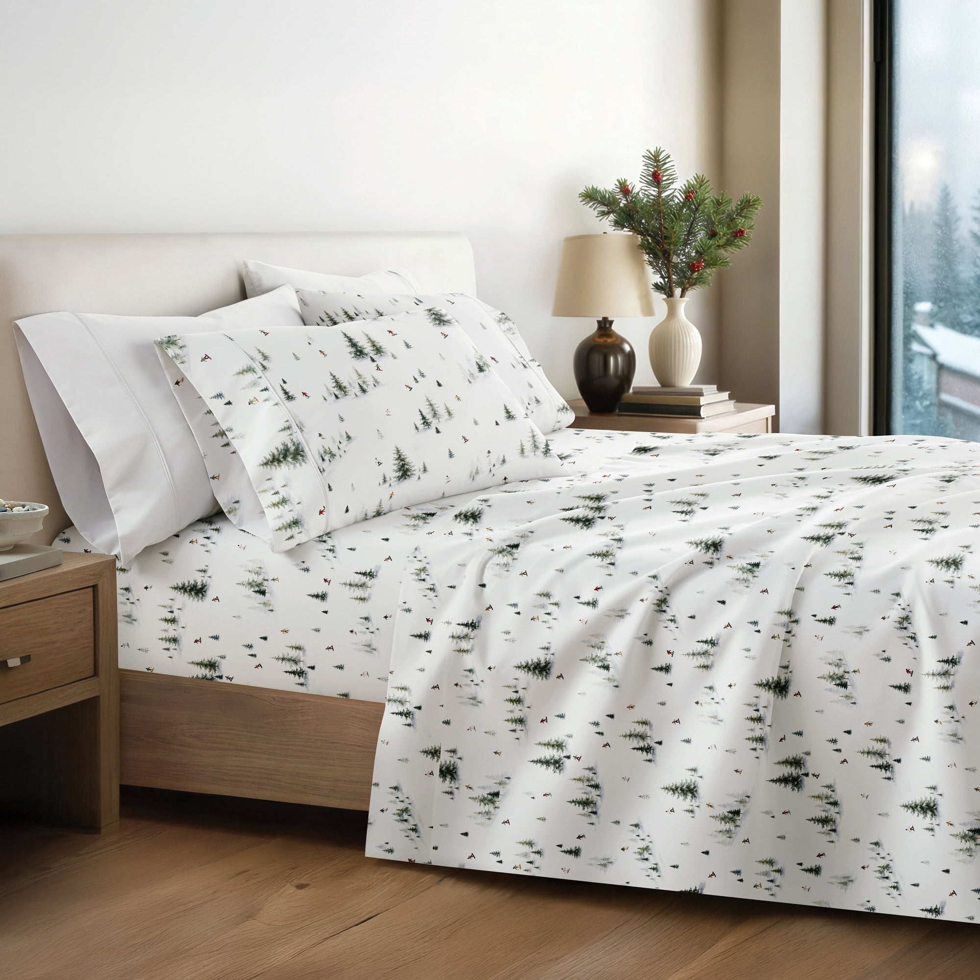 Sheets King Pattern Spring 4pc Holiday Patterns Sheet Set, King, Evergreen Slopes - Walmart.com