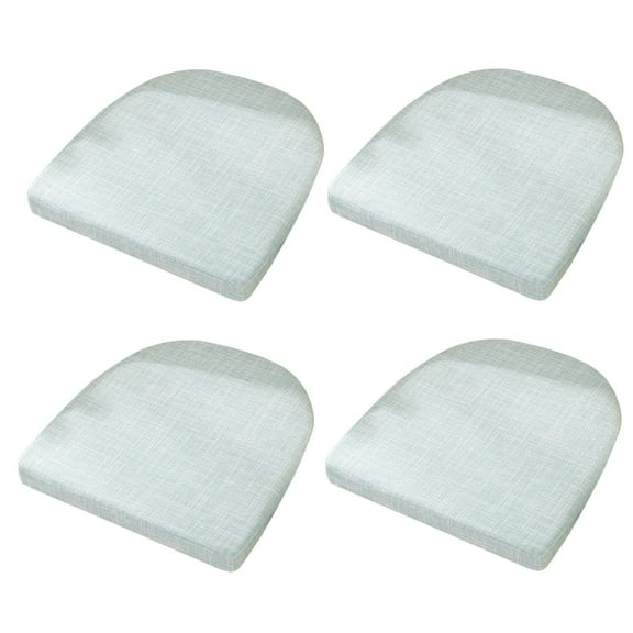 4pc Indoor Chair Cushions Dining Kitchen Pads Microfiber Polyester Foam Ties Non Slip Backing 16x16x2 Inch