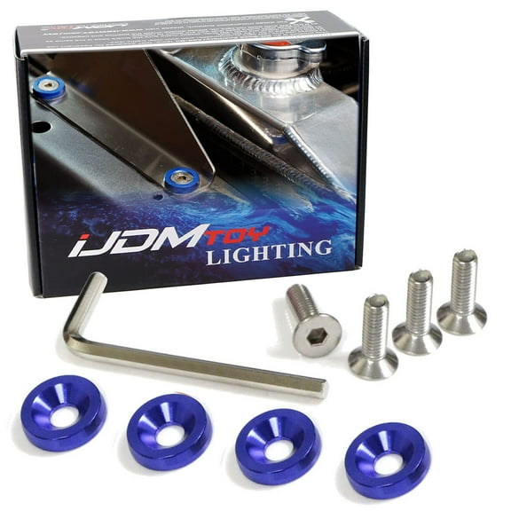 4pc JDM Racing Style M6 Blue Aluminum Washers Bolts Kit For Car License Plate Frame, Fender, Bumper, Engine Bay, etc