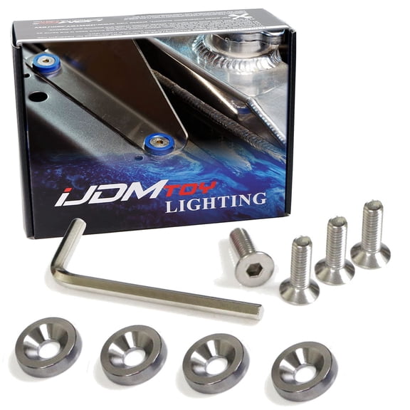 4pc JDM Racing Style M6 Gun Metal Grey Aluminum Washers Bolts Kit For Car License Plate Frame, Fender, Bumper, Engine Bay, etc