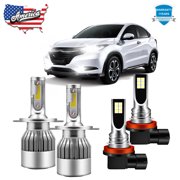 4pc LED Headlight Kit 6000K White High/Low Beam + Fog Light Bulbs For Honda HR-V 2006-2018