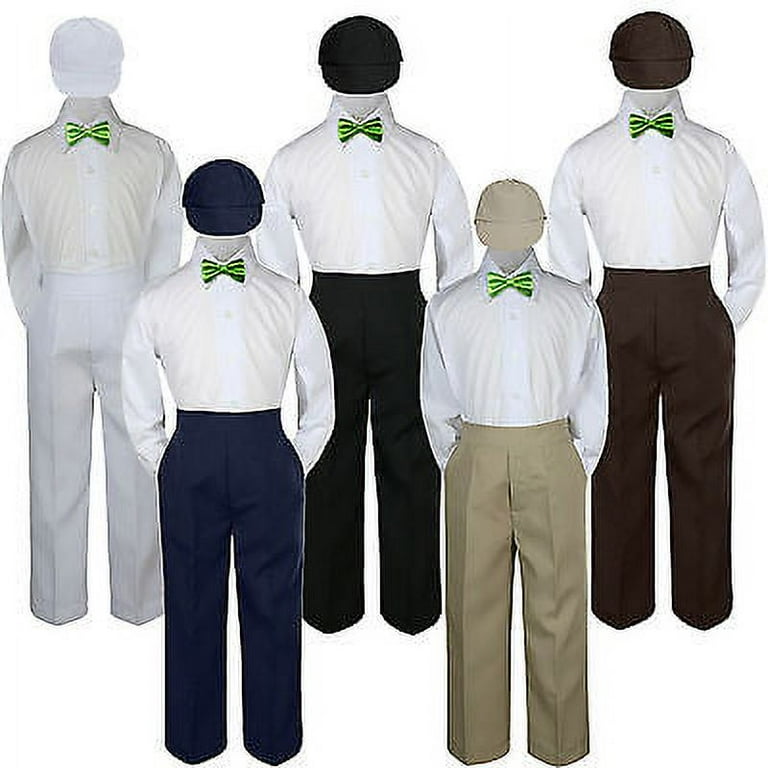 4pc Lime Green Neon Bow Tie Party Suit Pants Set Formal Baby Boy