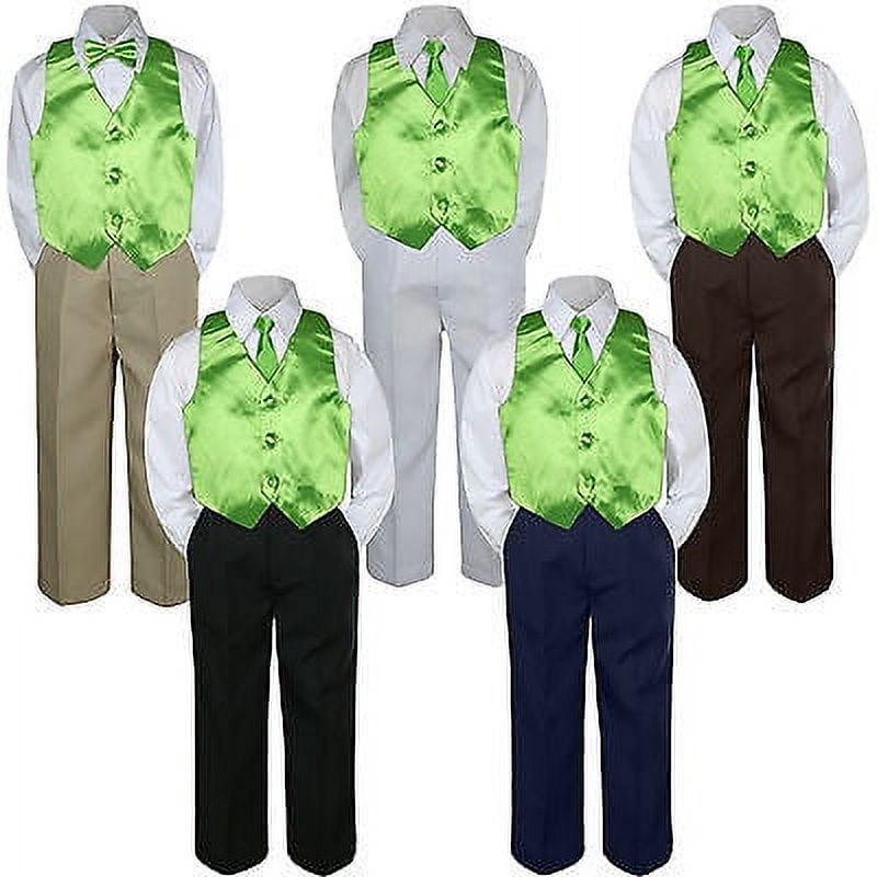 4pc Lime Green Neon Vest & Tie Suit Set Baby Boy Toddler Kid Uniform S-7 -  Walmart.com