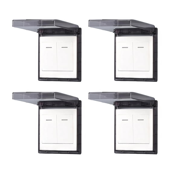 4pc Low-Profile Electrical Outlet Shield Watertight Design Impact-Proof Housing for High Humidity Zones Easy Mount