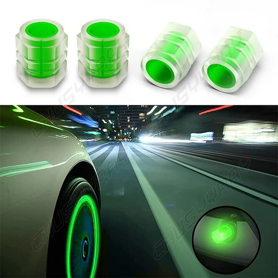 Luminous Fluorescent Green Car Tire Valve Stem Caps Cover Parts Auto Accessories