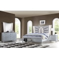 thumbnail image 1 of 4pc Luxury Silver Queen Size Storage LED Headboard Bed Dresser Mirror Nightstand Bedroom Furniture, 1 of 4