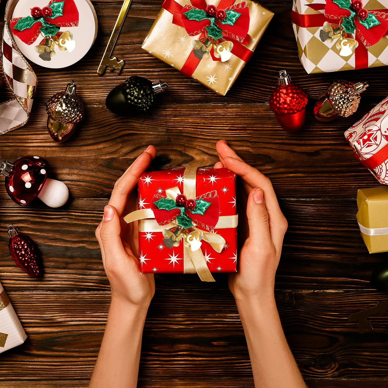 4pc Mini Bow Christmas Small Pink Ornaments Tree Decoration Christmas