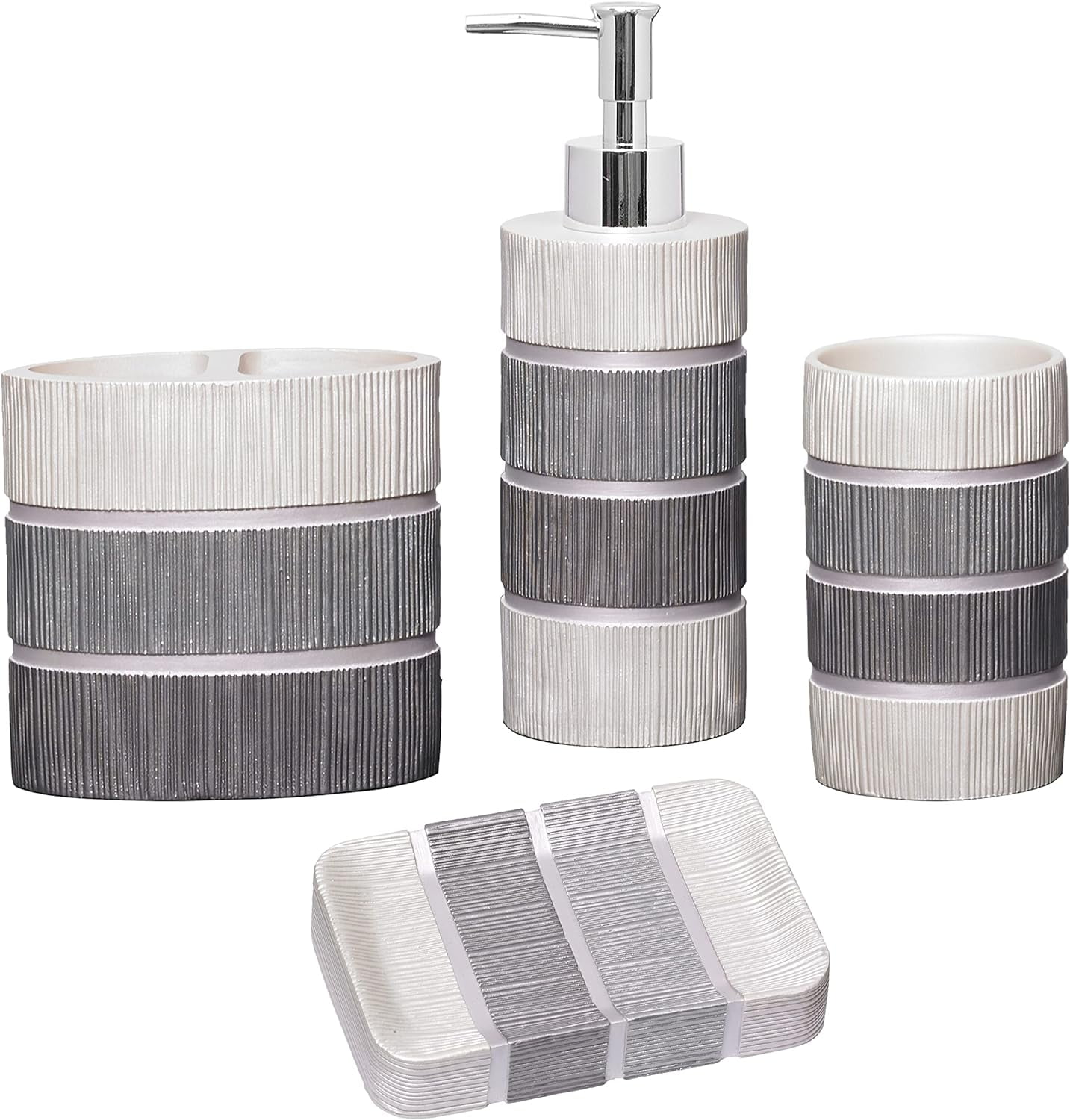 4pc Modern Line Modern Bathroom Accessories Set Modern Soap Dispenser ...