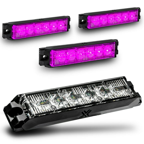 4pc NanoFlare 5.25" 6-Watt LED Grille Light [SAE Class 1] [72 Flash Patterns] [3-Year Warranty] Surface Mounted Emergency Strobe Light Head - Purple