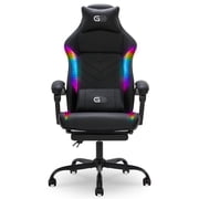 Gamer Gear EdgeX Customizable RGB LED Gaming Chair with Vibrating Lumbar Pillow, Headrest Pillow, Adjustable Recline, Extendable Padded Footrest, and 275 lb Cap