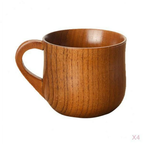 4pc Natural Jujube Wooden Mug Fashionable Tableware
