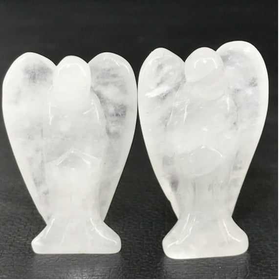 4pc Natural Quartz Crystal Carved Healing Angel Figurines Reiki Energy Stone Display Decorations 24.5~28x17.5~19.5mm