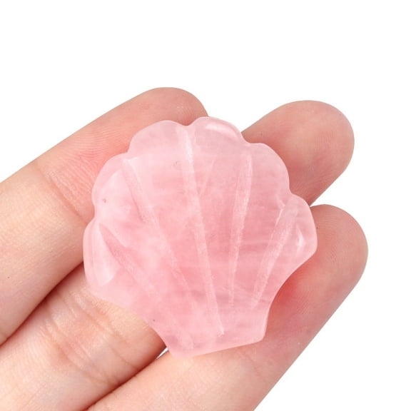 4pc Natural Rose Quartz Carved Healing Shell Shape Figurines Reiki Energy Stone Display Decorations 30x30mm