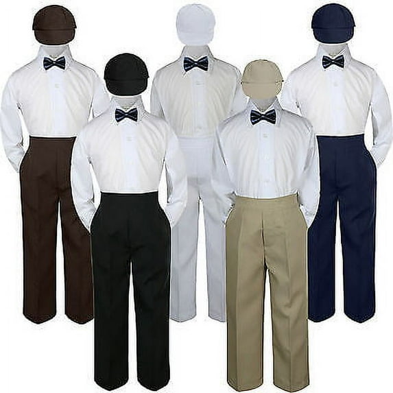 4pc Navy Blue Bow Tie Party Suit Pants Set Formal Baby Boy Toddler Kid S-7