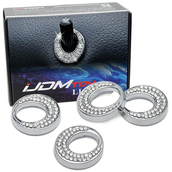 4pc Oval Shape Bling Bling Rhinestone Crystal Alloy Door Lock Pin Surrounding Decoration Rings For Mercedes CLA GLA Class (W117 C117 X156)